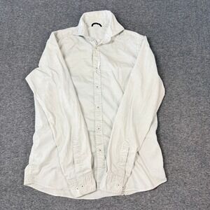 Ploumanac'h Mens Slim Fit Voile Shirt Off White Casual Large
